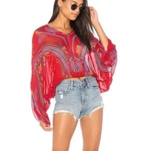 Free People Beneath the Sea Red Blouse